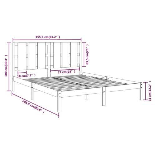 Okvir za krevet od masivnog drva crni 150 x 200 cm veliki - Crna 150 x 200 cm Cijena