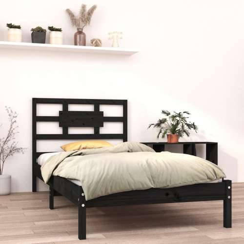Okvir za krevet crni od masivnog drva 90 x 190 cm mali
