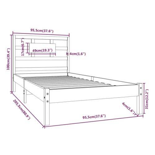 Okvir za krevet od masivne borovine bijeli 90 x 200 cm Cijena