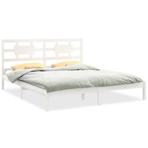 Okvir za krevet od masivnog drva bijeli 180 x 200 cm veliki Cijena