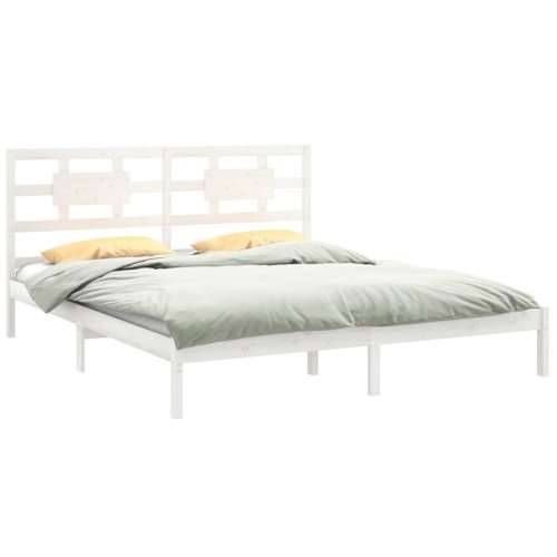Okvir za krevet od masivnog drva bijeli 180 x 200 cm veliki Cijena