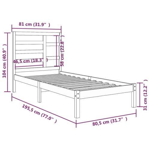 Okvir za krevet od masivnog drva 75 x 190 cm jednokrevetni - Prirodna 75 x 190 cm Cijena