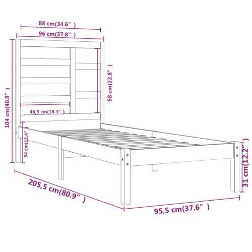 Okvir za krevet od masivnog drva 90 x 200 cm Prirodna 90 x 200 cm Cijena