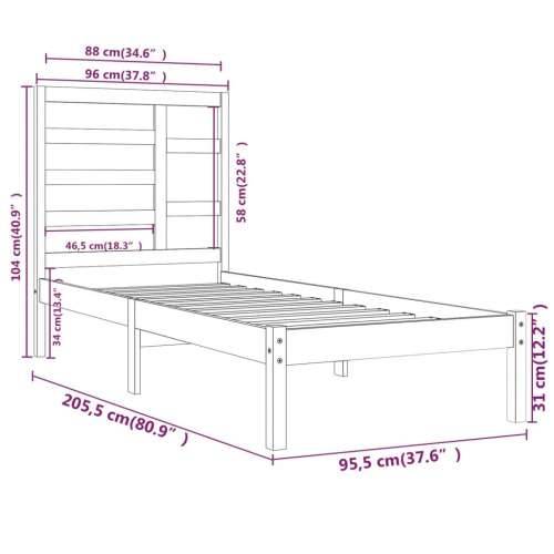 Okvir za krevet od masivne borovine bijeli 90 x 200 cm - Bijela 90 x 200 cm Cijena