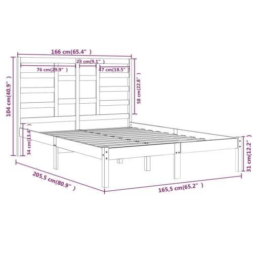Okvir za krevet od masivnog drva bijeli 160 x 200 cm - Bijela 160 x 200 cm Cijena