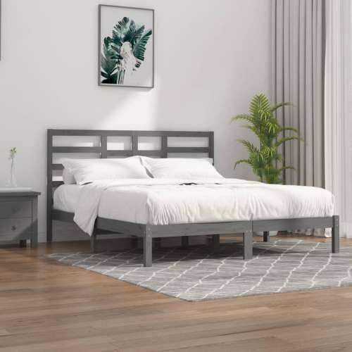 Okvir za krevet od masivne borovine sivi 200 x 200 cm - Siva 200 x 200 cm Cijena