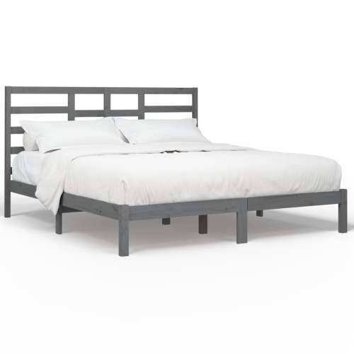 Okvir za krevet od masivne borovine sivi 200 x 200 cm - Siva 200 x 200 cm Cijena