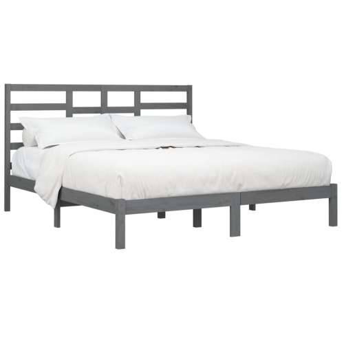 Okvir za krevet od masivne borovine sivi 200 x 200 cm - Siva 200 x 200 cm Cijena