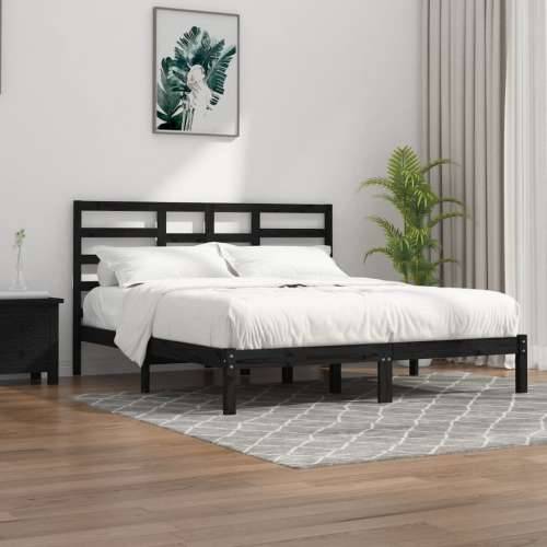 Okvir za krevet od masivne borovine crni 200 x 200 cm - Crna 200 x 200 cm Cijena