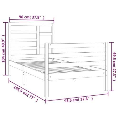 Okvir za krevet od masivnog drva 90 x 190 cm jednokrevetni Prirodna 90 x 190 cm Cijena