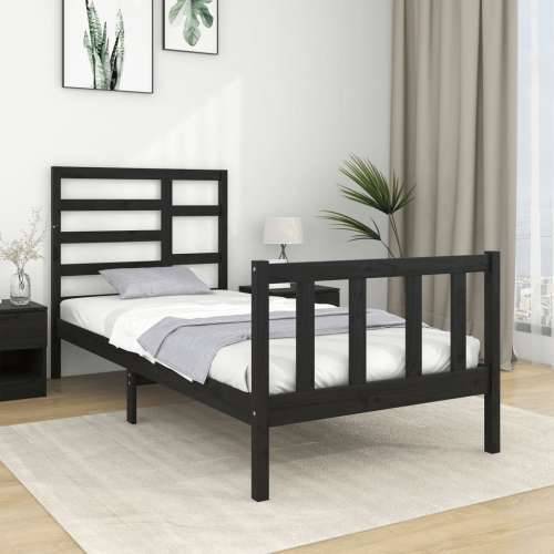 Okvir za krevet od masivnog drva crni 75 x 190 cm mali - Crna 75 x 190 cm Cijena
