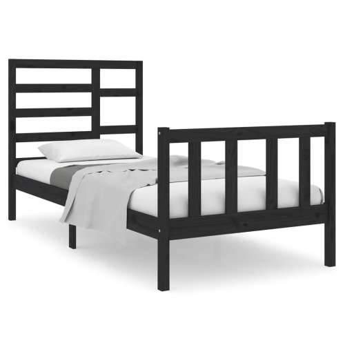 Okvir za krevet od masivnog drva crni 75 x 190 cm mali - Crna 75 x 190 cm Cijena