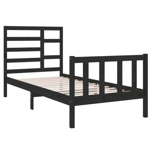Okvir za krevet od masivnog drva crni 75 x 190 cm mali - Crna 75 x 190 cm Cijena