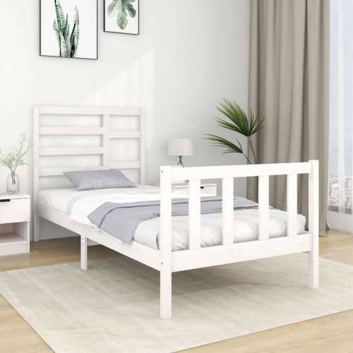 Okvir za krevet bijeli od masivnog drva 90 x 190 cm mali - Bijela 90 x 190 cm Cijena
