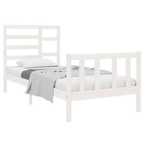 Okvir za krevet bijeli od masivnog drva 90 x 190 cm mali - Bijela 90 x 190 cm Cijena