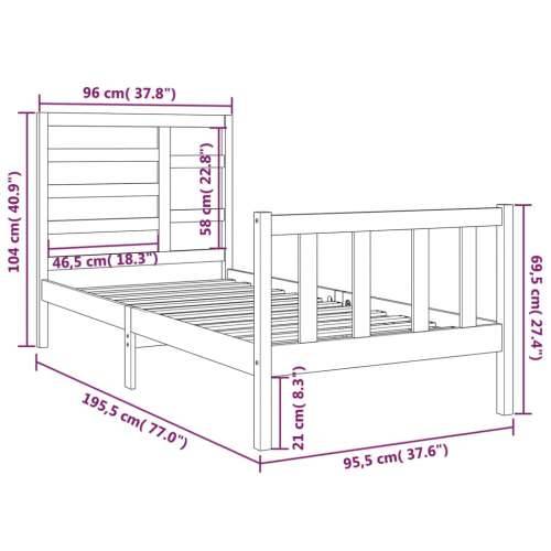 Okvir za krevet bijeli od masivnog drva 90 x 190 cm mali - Bijela 90 x 190 cm Cijena