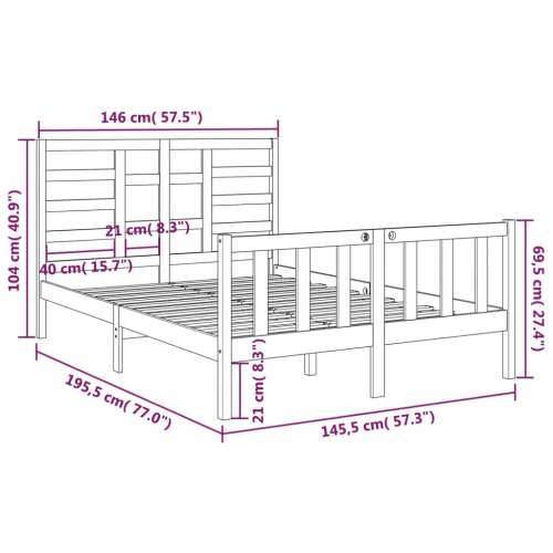 Okvir za krevet od masivnog drva 140 x 190 cm - Prirodna 140 x 190 cm Cijena