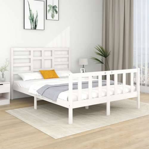 Okvir za krevet od masivnog drva bijeli 140 x 190 cm Bijela 140 x 190 cm Cijena