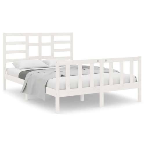 Okvir za krevet od masivnog drva bijeli 140 x 190 cm Bijela 140 x 190 cm Cijena