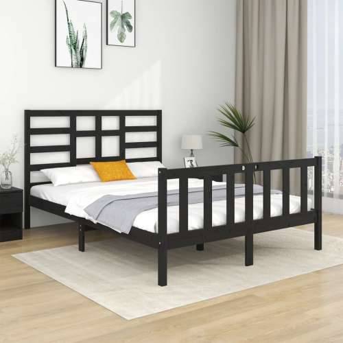 Okvir za krevet od masivnog drva crni 140 x 190 cm - Crna 140 x 190 cm Cijena