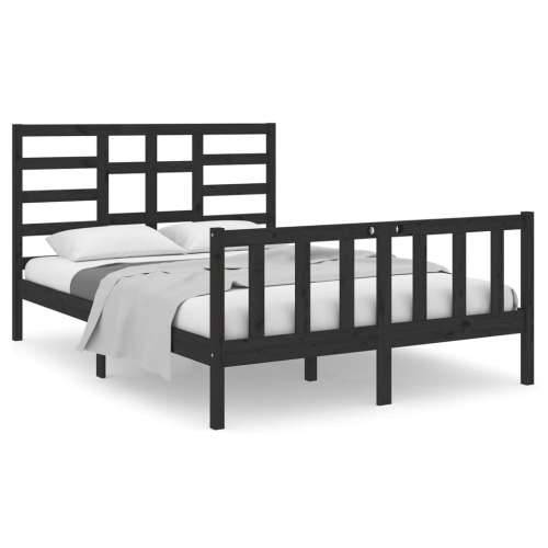 Okvir za krevet od masivnog drva crni 140 x 190 cm - Crna 140 x 190 cm Cijena