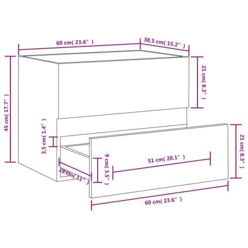 Ormarić za umivaonik boja dimljenog hrasta 60x38,5x45 cm drveni Cijena