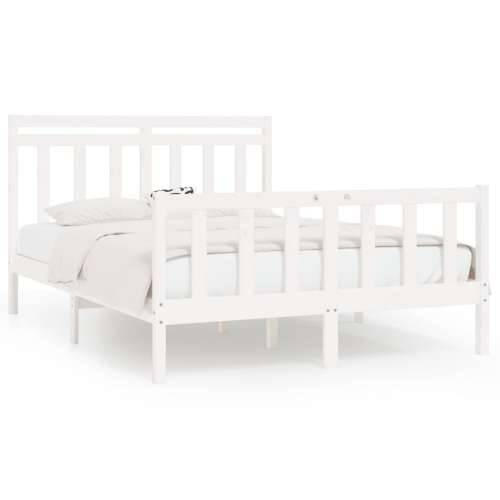 Okvir za krevet od masivne borovine bijeli 160 x 200 cm - Bijela 160 x 200 cm Cijena