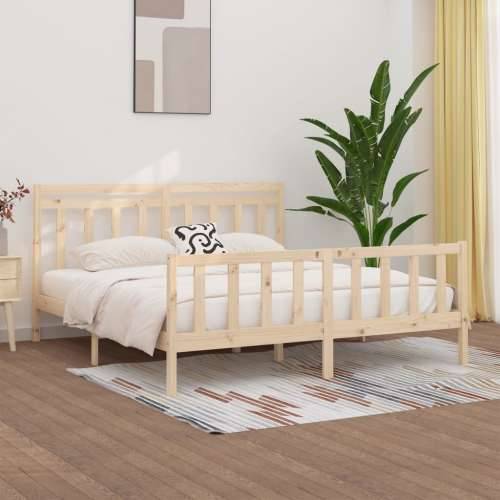 Okvir za krevet od masivne borovine 200 x 200 cm - Prirodna 200 x 200 cm Cijena