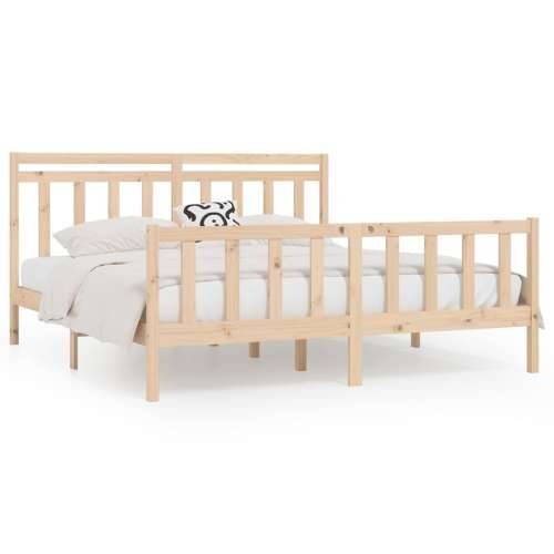 Okvir za krevet od masivne borovine 200 x 200 cm - Prirodna 200 x 200 cm Cijena