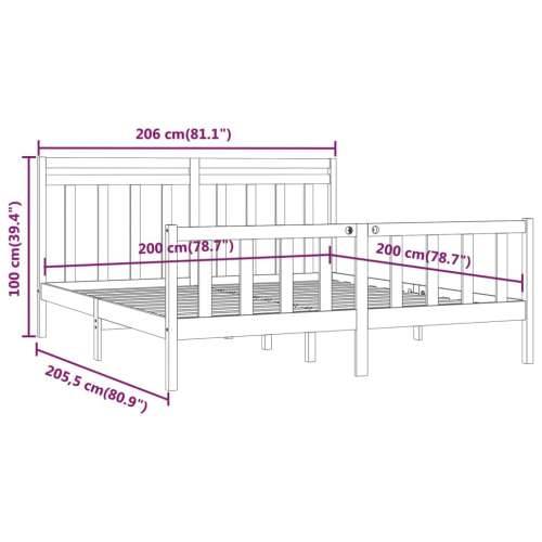 Okvir za krevet od masivne borovine 200 x 200 cm - Prirodna 200 x 200 cm Cijena