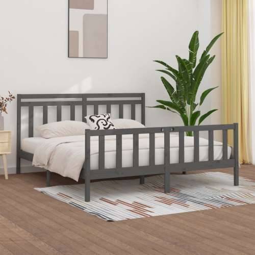 Okvir za krevet od masivne borovine sivi 200 x 200 cm - Siva 200 x 200 cm Cijena