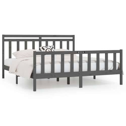 Okvir za krevet od masivne borovine sivi 200 x 200 cm - Siva 200 x 200 cm Cijena