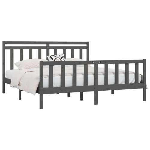 Okvir za krevet od masivne borovine sivi 200 x 200 cm - Siva 200 x 200 cm Cijena
