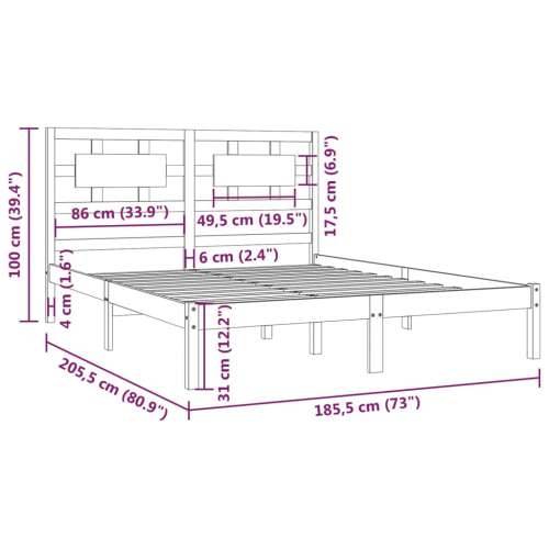 Okvir za krevet od borovine sivi 180 x 200 cm veliki bračni Cijena