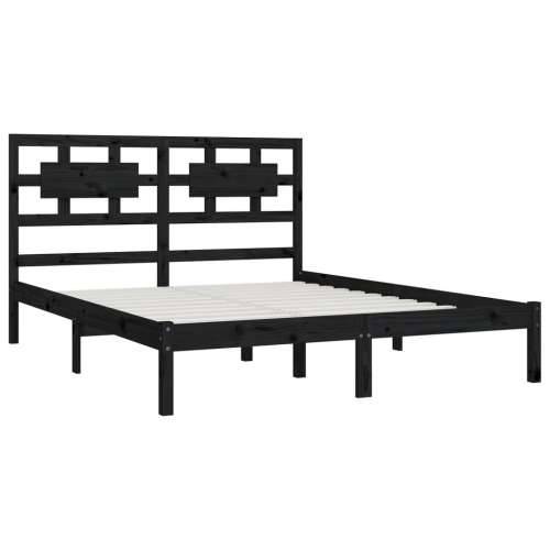 Okvir za krevet od masivne borovine crni 200 x 200 cm - Crna 200 x 200 cm Cijena