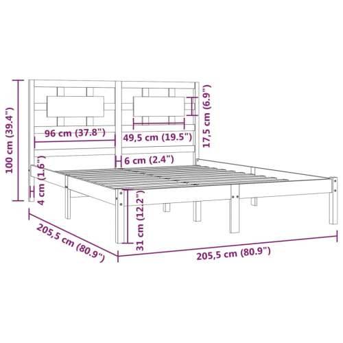Okvir za krevet od masivne borovine crni 200 x 200 cm - Crna 200 x 200 cm Cijena