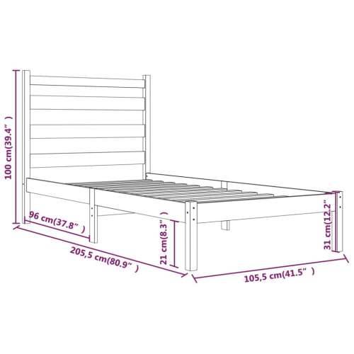 Okvir za krevet od masivne borovine crni 100 x 200 cm - Crna 100 x 200 cm Cijena