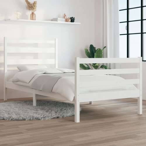 Okvir za krevet od masivne borovine 100 x 200 cm bijeli Bijela 100 x 200 cm Cijena