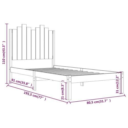 Okvir za krevet od borovine bijeli 75x190 cm jednokrevetni - Bijela 75 x 190 cm Cijena