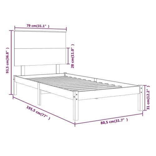 Okvir za krevet od masivnog drva 75 x 190 cm jednokrevetni - Prirodna 75 x 190 cm Cijena