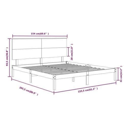 Okvir za krevet od masivnog drva 150 x 200 cm veliki bračni - Prirodna 150 x 200 cm Cijena