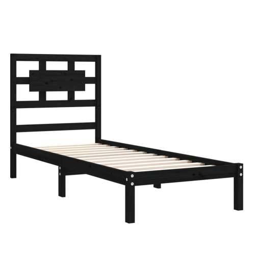 Okvir za krevet od masivnog drva crni 75 x 190 cm mali Cijena