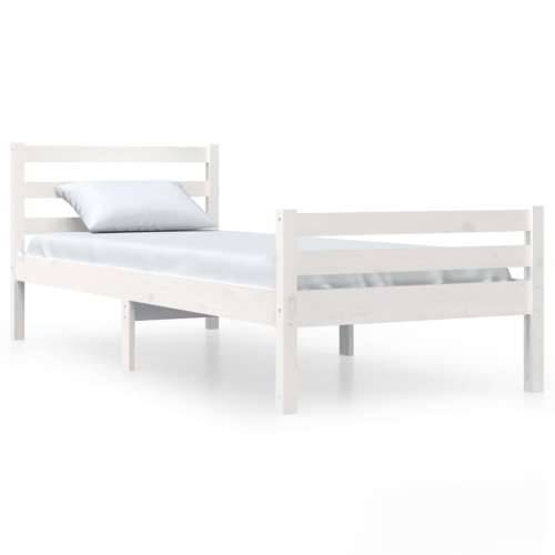 Okvir za krevet od masivnog drva bijeli 100 x 200 cm Bijela 100 x 200 cm Cijena