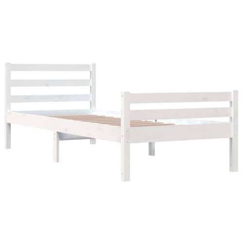 Okvir za krevet od masivnog drva bijeli 100 x 200 cm Bijela 100 x 200 cm Cijena