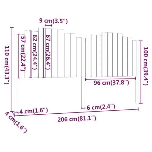 Uzglavlje za krevet 206 x 4 x 110 cm od masivne borovine - Prirodna 206 x 110 cm 1 Cijena