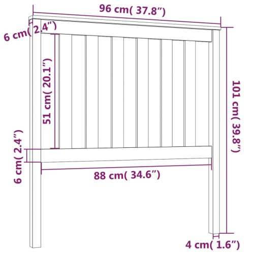 Uzglavlje za krevet sivo 96 x 6 x 101 cm od masivne borovine - Siva 96 x 101 cm 1 Cijena
