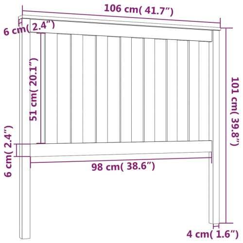 Uzglavlje za krevet bijelo 106 x 6 x 101 cm od masivne borovine - Bijela 106 x 101 cm 1 Cijena