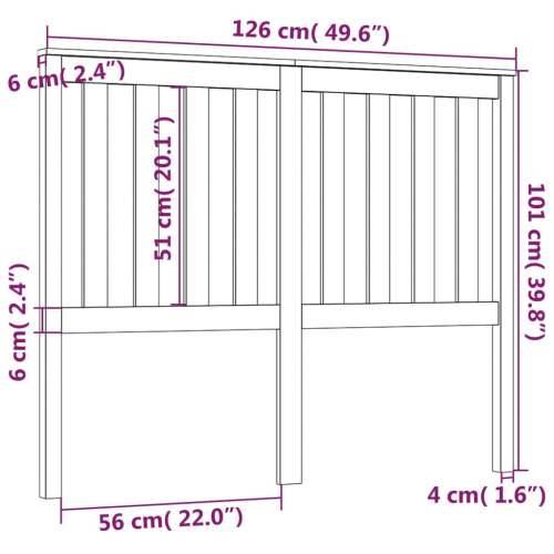 Uzglavlje za krevet crno 126 x 6 x 101 cm od masivne borovine - Crna 126 x 101 cm 1 Cijena