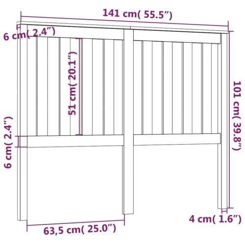 Uzglavlje za krevet 141 x 6 x 101 cm od masivne borovine - Prirodna 141 x 101 cm 1 Cijena
