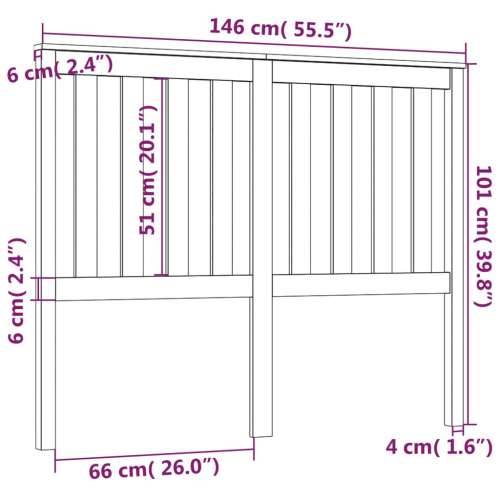 Uzglavlje za krevet sivo 146 x 6 x 101 cm od masivne borovine - Siva 146 x 101 cm 1 Cijena